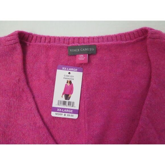 Vince Camuto C3461221 Women's Sz 2XL Paradox Pink Long Sleeve V-Neck Sweater $70 - Picture 4 of 10